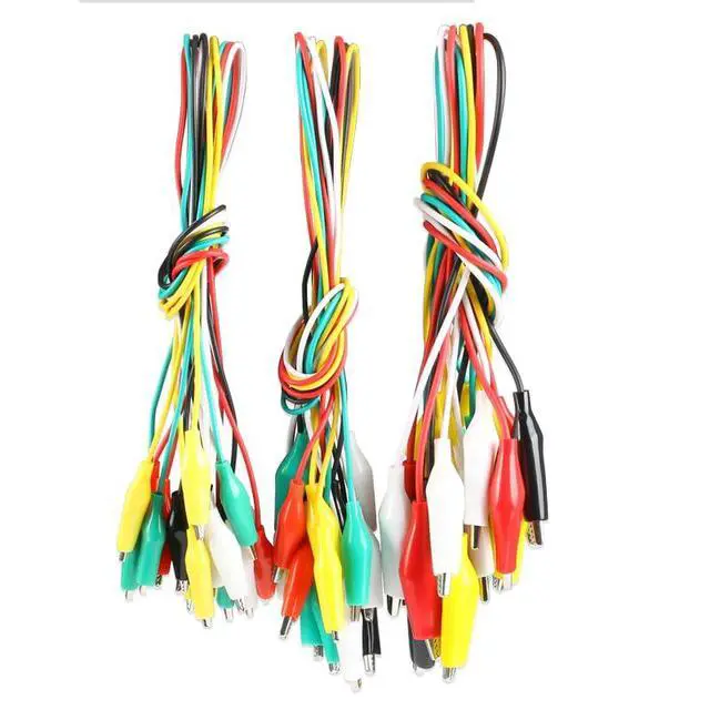 Alt view image 2 of 5 - Alligator Clip Test Leads - 50cm Multicolor Wire Jumpers with 4.5cm Electrical Clips, Assorted Red Yellow Green Black White,10-Pack for Electrical Testing Electronic Experiments