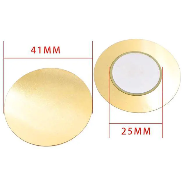 Alt view image 2 of 2 - 30pcs 41mm Copper Plate Piezoelectric Ceramic Disc for DIY Audio Systems Acoustic Sensor Microphone Pickup