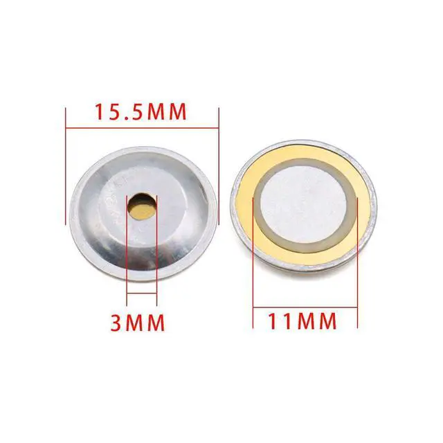 Alt view image 2 of 3 - 30pcs 15mm Copper Plate with Aluminum Casing Piezo Disc Speaker Audio Sensor