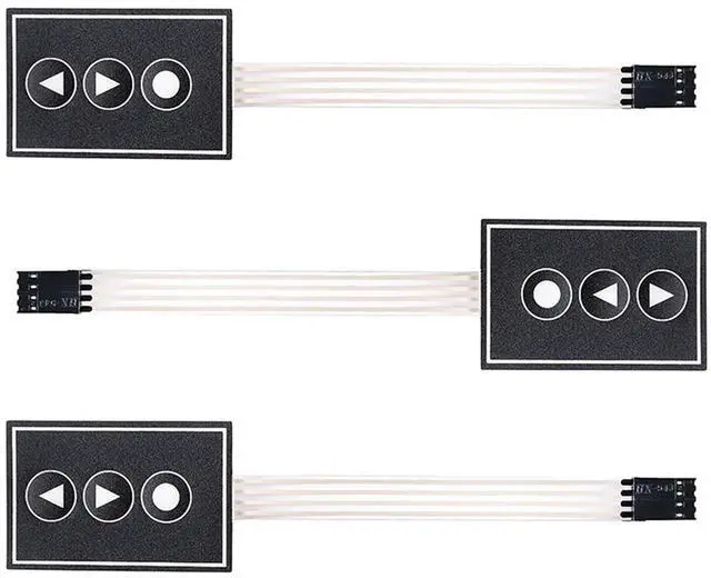 Main image of 3Pcs 1x3 Matrix Membrane Switch 3Key Membrane Switch Keypad Keyboard PVC PET Control Panel Switch 36*55mm 4Pin DIY Accessory for Arduino
