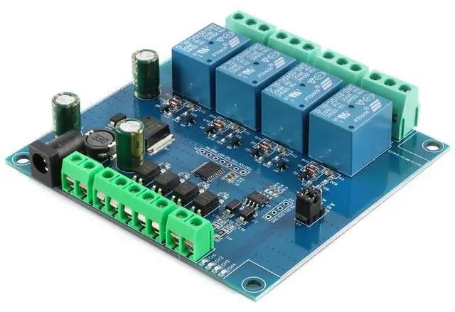 Alt view image 3 of 6 - Modbus-Rtu 7-24V 4 Channel Relay Module Switch Modbus RTU Switch Input Output 5V RS485 TTL Communication Anti-Reverse Connection