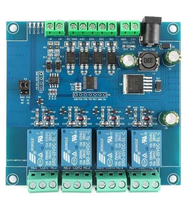 Alt view image 4 of 6 - Modbus-Rtu 7-24V 4 Channel Relay Module Switch Modbus RTU Switch Input Output 5V RS485 TTL Communication Anti-Reverse Connection