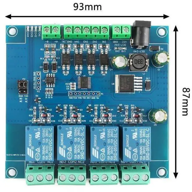 Alt view image 6 of 6 - Modbus-Rtu 7-24V 4 Channel Relay Module Switch Modbus RTU Switch Input Output 5V RS485 TTL Communication Anti-Reverse Connection