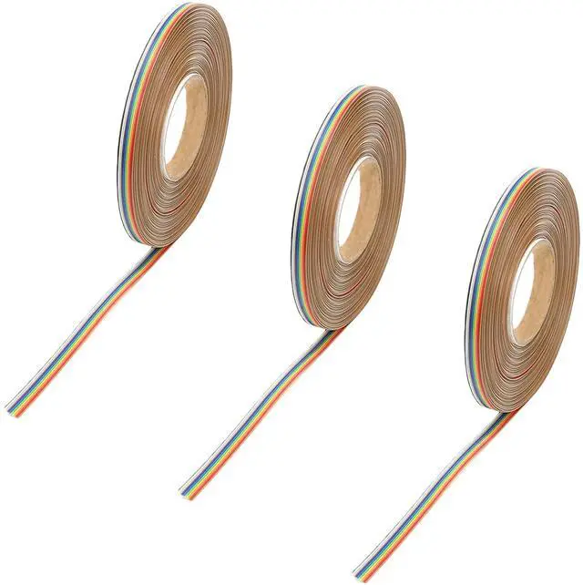 Main image of 3pcs 10P Multicolored Dupont Jumper Ribbon 1M/3.3Ft Cables for Arduino Breadboard Projects