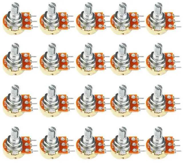 Main image of 20PCS WH148 Single Potentiometer B100K Variable Resistors 15mm Knurled Shaft 3Pins 100K Ohm Taper Rotary Potentiometer