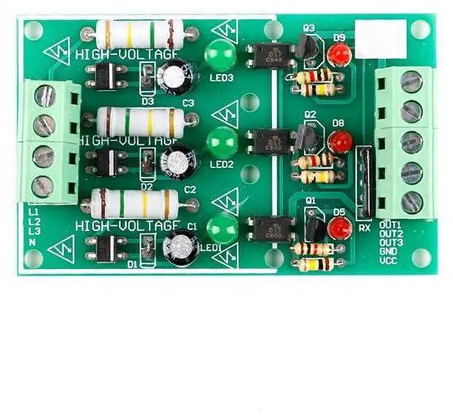 Alt view image 3 of 5 - 3-Channel AC 220V Optocoupler Isolation Module - AC Detection & Testing Module
