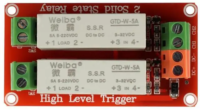 Alt view image 4 of 5 - 5V 1 Channel Solid State Relay Module, High Level Trigger, 5A DC Control (2 Channel)