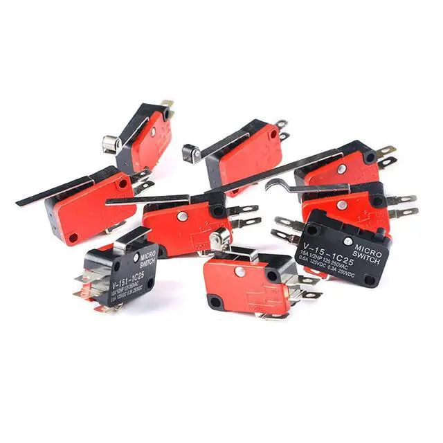Alt view image 4 of 4 - 10pcs V-156-1C25 Micro Limit Switch SPDT with Silver Base Contact and Roller Lever for Industrial Automation