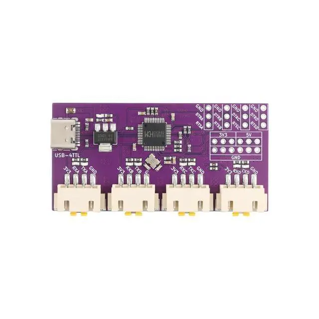 Alt view image 4 of 6 - USB to 4 Channels Ways TTL Serial Port USB Type-C Interface 6Mbps CH344 CH348 Chip Communication Conversion Module