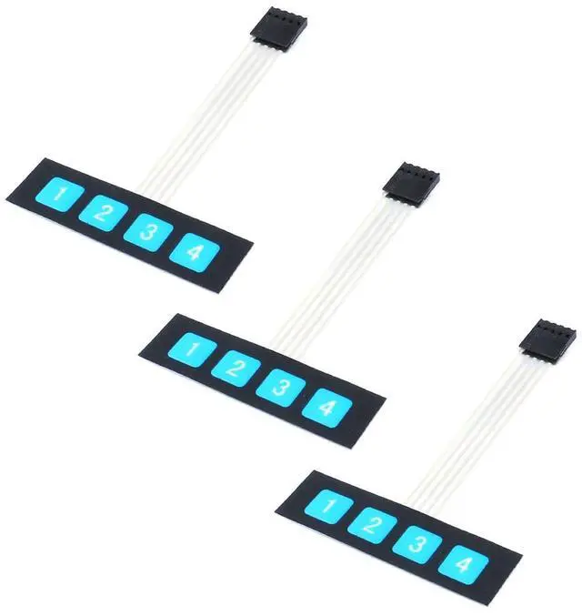 Main image of 3Pcs 1x4 Matrix Array Membrane Switch 4 Key Matrix Keyboard Membrane Keys 68*20mm 5Pin Dupont for Keyboard