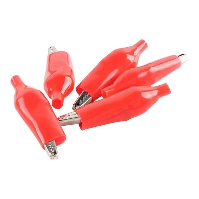 Alt view image 5 of 5 - Alligator Clips Crocodile Clamps with Protective Insulation Cover - 45mm Multimeter Tester Clips Jumper Electric Test, Power Supply Clips Pack of 20(Red)
