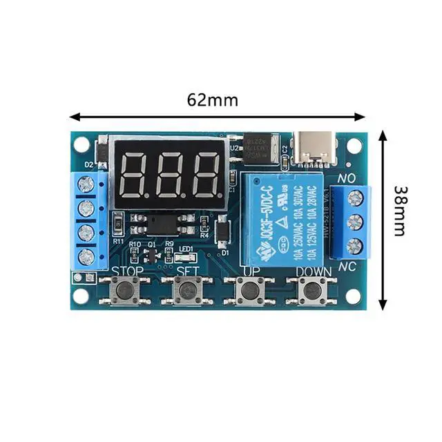 Alt view image 6 of 6 - HW-521B 1-Channel Timer Relay Module Delay DC 6-30V Power Off Disconnect Trigger Delay Cycle Timer with LED Display Circuit On Type-C USB-C Interface, Smart Home Controller