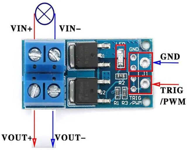 Alt view image 5 of 5 - 10PCS 5V-36V 15A(Max 30A) 400W Dual MOSFET Trigger Switch Drive Module 0-20KHz PWM Control Board Adjustment Speed Control Motor