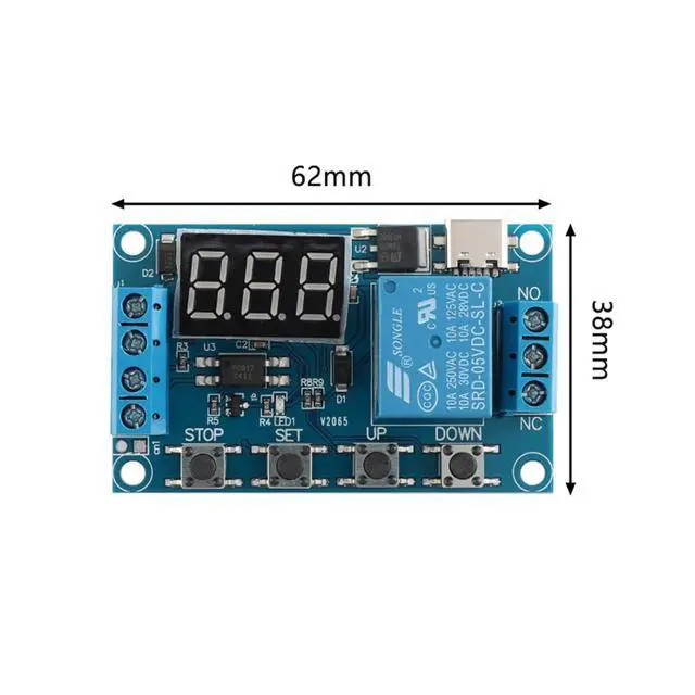 Alt view image 5 of 5 - DC 6-30V Timer Relay with LCD Display, 1 Channel Delay Controller Module, Type-C Interface, Power Off Cycle Timer
