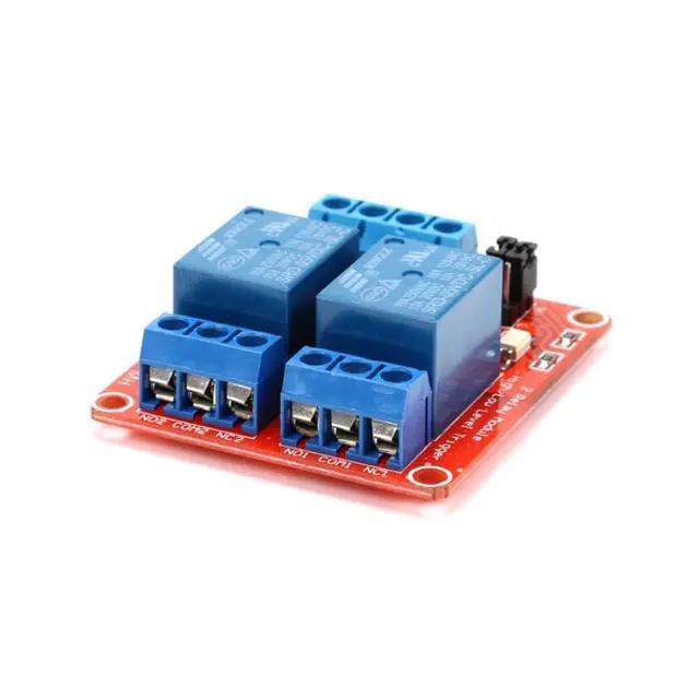 Alt view image 4 of 5 - 2 Pack 5V 2-Channel Relay Module with Optocoupler, Red Expansion Board Supports High/Low Level Trigger 2-Way OPTO