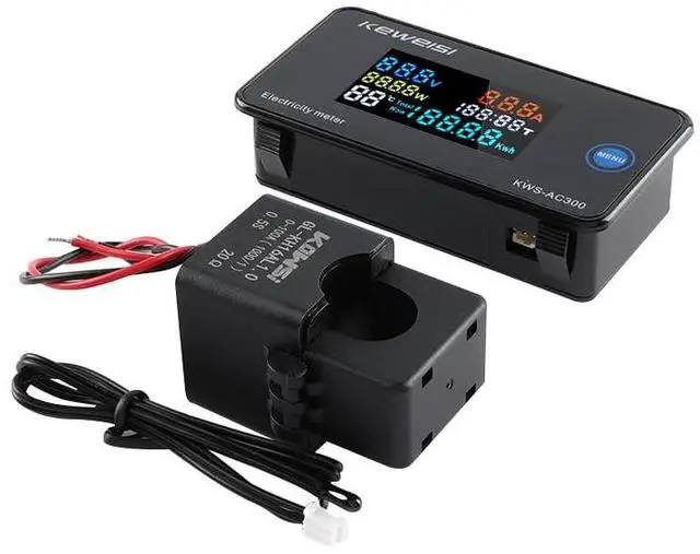 Main image of AC Voltage Current Meter, Closed Transformer Voltage Monitor Tester 0-100A AC50-300V Voltage Current Power Electric Energy Electrical Multi Tester LCD Digital Display KWH Reader