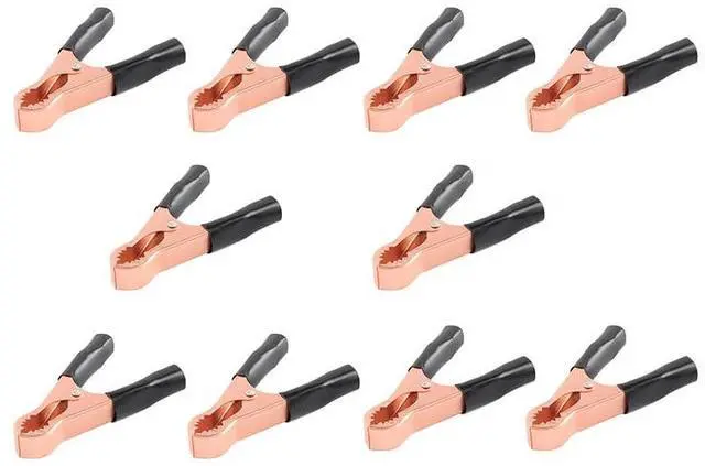 Main image of 10PCS 50A Plated Copper Alligator Clips Electrical, 22mm Black Metal Insulated Crocodile Gator Clips Battery Test Clamps for Car