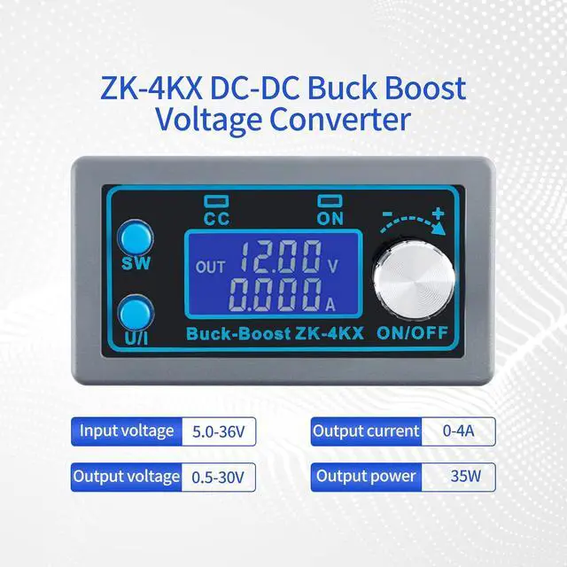 Alt view image 2 of 7 - ZK-4KX DC-DC Buck Boost Converter Regulator CNC Adjustable CC CV 0.5-30V Voltage Converter DIY Solar Battery Charging Power Supply Module LCD Display with Shell
