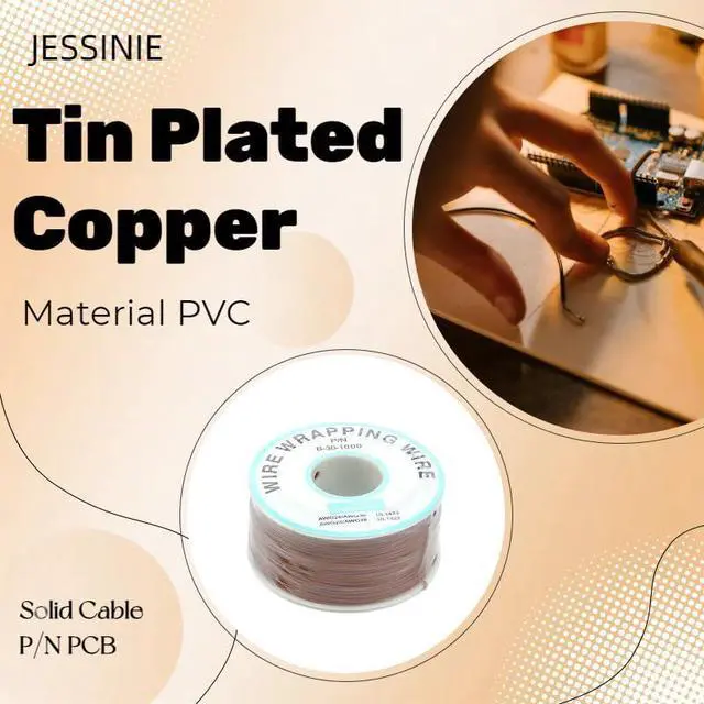 Alt view image 4 of 5 - Brown Electronic Wire DM-30-1000 - 30 AWG Single Core Tinned Copper Solid Cable, 250M, OK for Circuit Boards & PCBs