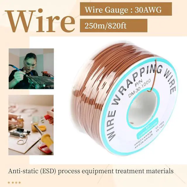 Alt view image 2 of 5 - Brown Electronic Wire DM-30-1000 - 30 AWG Single Core Tinned Copper Solid Cable, 250M, OK for Circuit Boards & PCBs