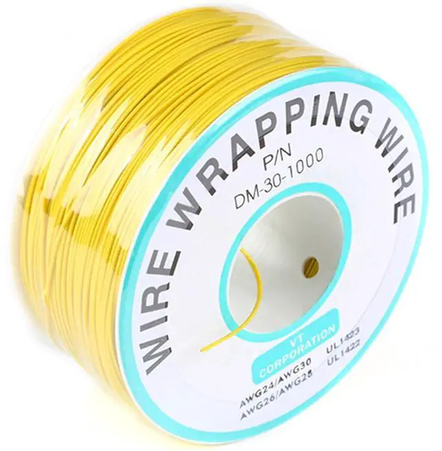 Main image of Yellow Electronic Wire - DM-30-1000, 30 AWG Single Core, Circuit Board OK, 250M Tinned Copper Solid Cable