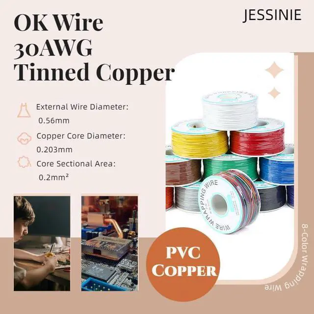 Alt view image 5 of 5 - Grey Electronic Wire DM-30-1000 - 30 AWG Single Core Tinned Copper Solid Cable, 250M, P/N PCB