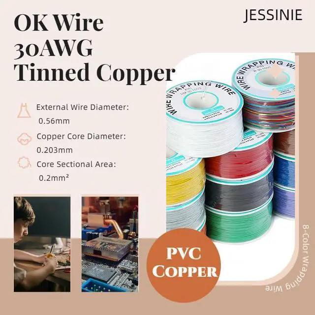 Alt view image 5 of 5 - White Electronic Wire DM-30-1000 - 30 AWG Single Core Tinned Copper Solid Cable, 250M, P/N PCB