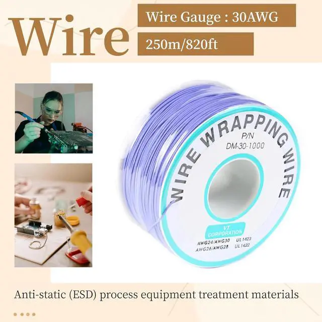 Alt view image 2 of 5 - Purple Electronic Wire - DM-30-1000, 30 AWG Single Core, Tinned Copper Solid Cable, 250M, OK for Circuit Boards & PCBs