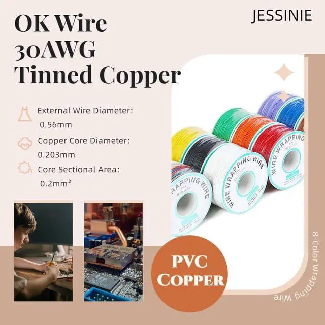 Alt view image 5 of 5 - Orange Electronic Wire - 30 AWG Single Core, 250M Tinned Copper Solid Cable for Circuit Boards & PCBs