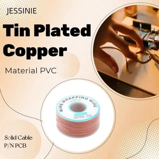 Alt view image 4 of 5 - Orange Electronic Wire - 30 AWG Single Core, 250M Tinned Copper Solid Cable for Circuit Boards & PCBs