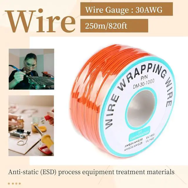 Alt view image 2 of 5 - Orange Electronic Wire - 30 AWG Single Core, 250M Tinned Copper Solid Cable for Circuit Boards & PCBs