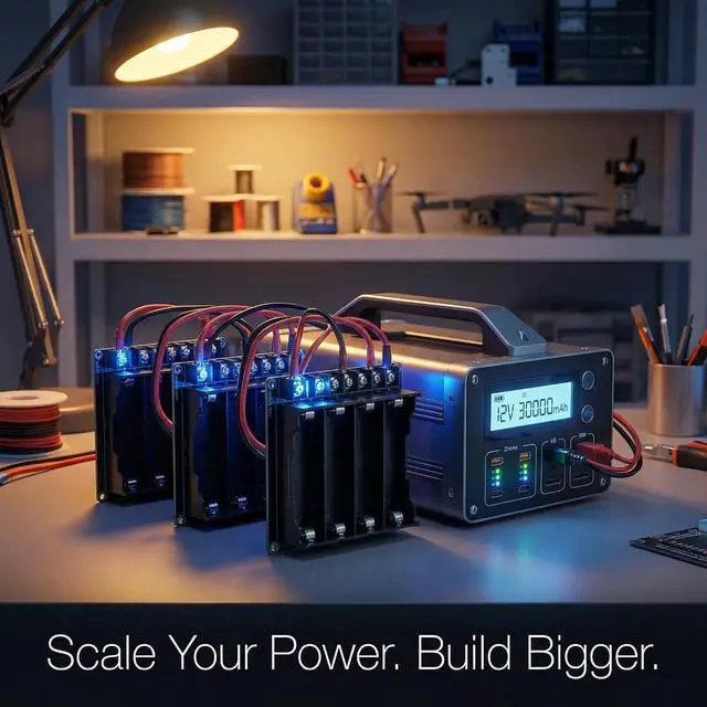 Alt view image 3 of 6 - 4 Cell 18650 Series-Parallel DIY Li Battery Box Power Bank Cases Battery Slot Holder Storage Case