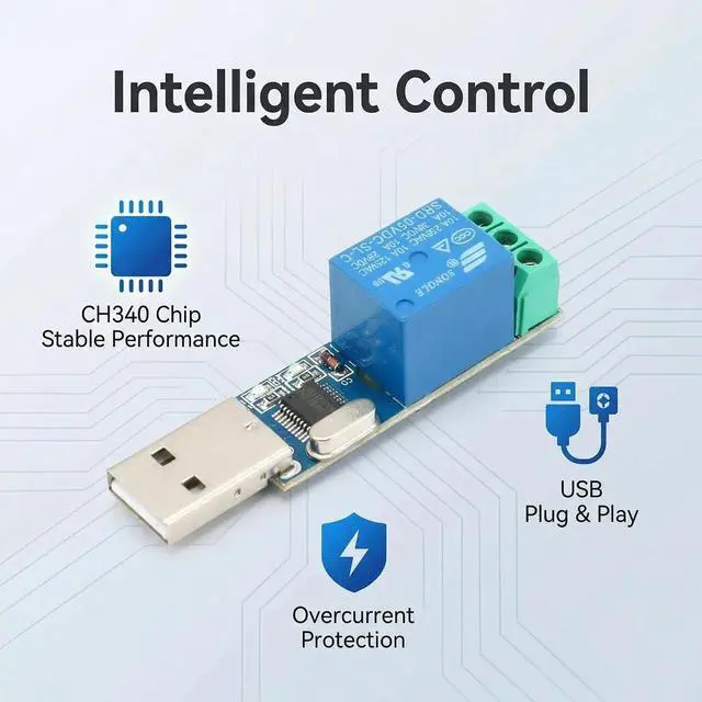Alt view image 3 of 7 - USB Serial Port Control Relay Module Sturdy Durable Lightweight USB Relay Module USB Intelligent Control Switch Overcurrent Protection Intelligent Command Control Switch Intelligent Home