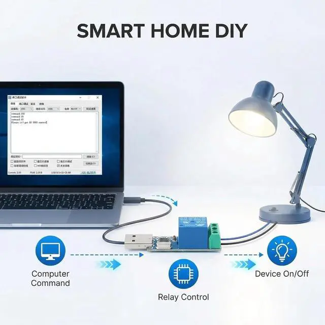 Alt view image 4 of 7 - USB Serial Port Control Relay Module Sturdy Durable Lightweight USB Relay Module USB Intelligent Control Switch Overcurrent Protection Intelligent Command Control Switch Intelligent Home