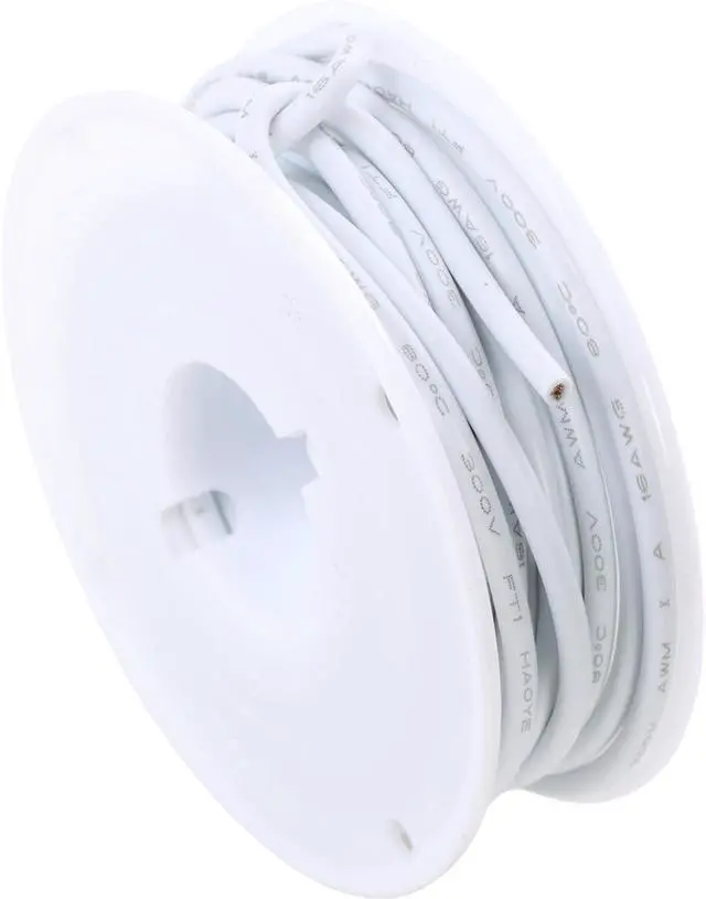 Main image of 18AWG PVC Wire 5m/16ft White, 1007 Tinned Copper Hookup Wire, 300V 80°C Flexible Electronic Cable for PCB Jumper DIY Projects