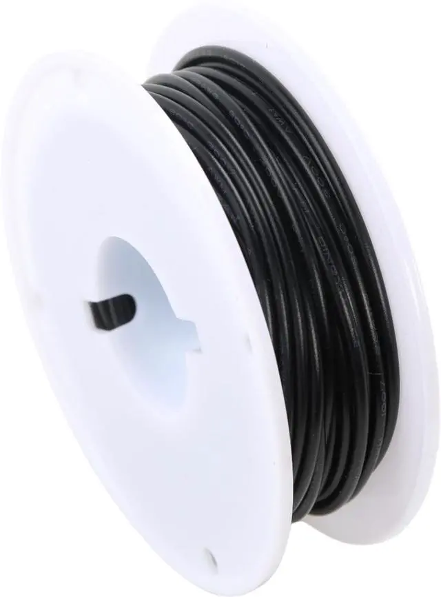 Main image of 24AWG PVC Hookup Wire 20m/66ft Black, 1007 Tinned Copper Electronic Wire, 300V 80°C Fly Jumper Cable for PCB DIY Electronics