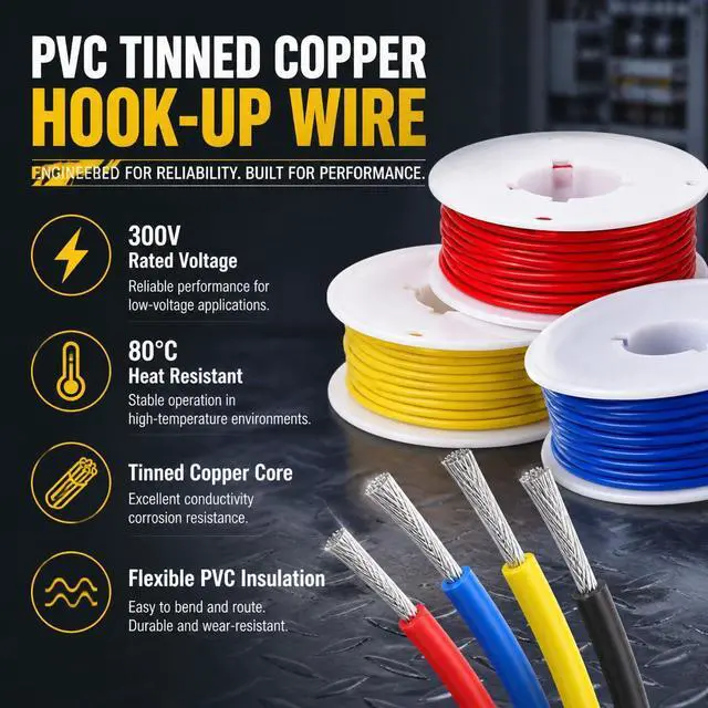 Alt view image 2 of 7 - 30AWG PVC Hookup Wire 20m/66ft Blue, 1007 Tinned Copper Electronic Wire, 300V 80°C Fly Jumper Cable for PCB DIY Electronics