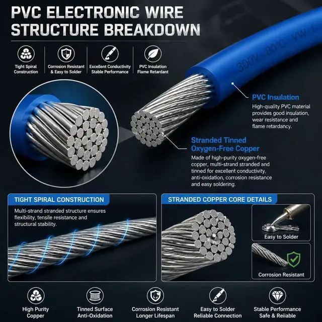 Alt view image 3 of 7 - 24AWG PVC Wire 20m/66ft Yellow, 1007 Tinned Copper Hookup Wire, 300V 80°C Electronic Cable for PCB Jumper, DIY, RC Projects