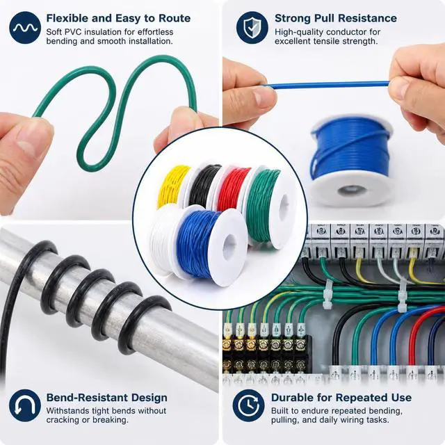 Alt view image 5 of 7 - 28AWG PVC Wire 20m/66ft Red, 1007 Tinned Copper Hookup Wire, 300V 80°C Electronic Cable for PCB Jumper, DIY, RC Projects