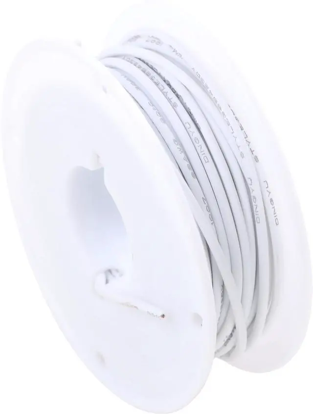 Main image of 26AWG PVC Wire 20m/66ft White, 1007 Tinned Copper Hookup Wire, 300V 80°C Electronic Cable for PCB Jumper, DIY, RC Projects