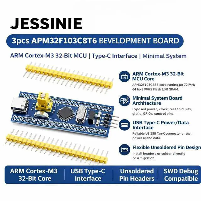 Alt view image 2 of 6 - 3pcs APM32F103C8T6 Development Board, ARM CortexM3 32Bit MCU, TypeC Interface, Minimal System