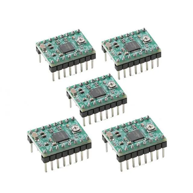 Main image of 5pcs A4988 Stepper Motor Driver Module, 35 V 2 A Output, 1/16 Microstepping, with Heatsink