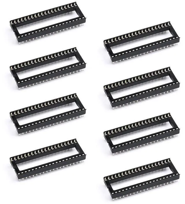 Main image of 8Pcs IC Socket 40P DIP IC Chip Socket Adaptor 2.54mm Pitch Dual Row 40 Flat Pin 15mm Row Pitch Narrow Body