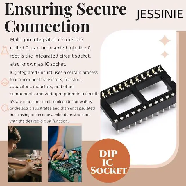Alt view image 5 of 7 - 8Pcs IC Socket Wide 24P DIP IC Chip Socket Adaptor 2.54mm Pitch Dual Row 24 Flat Pin Wide