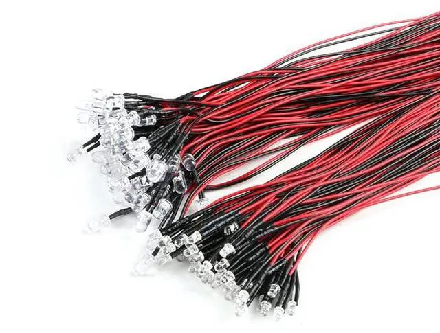 Alt view image 2 of 5 - 50Pcs 3mm Light Emitting Diodes LED Bead with Wire Decorative Toy Car Indicator Light DC 5V~12V Blue Light 3mm