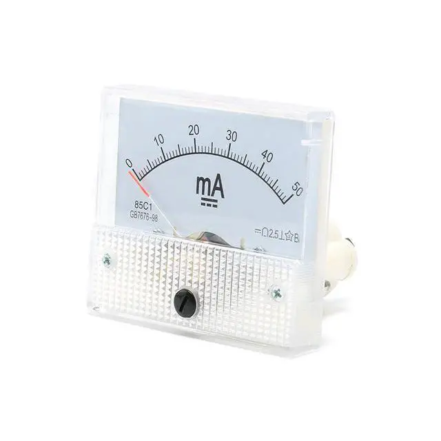 Alt view image 2 of 2 - 85C1 DC Pointer Ammeter Analog Meter 50MA Rectangle Panel Mounted Current Meter Ammeter Tester 0-50 mA DC 85C1 65 * 56MM
