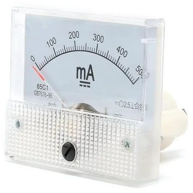 Main image of 85C1 DC Pointer Ammeter Analog Meter 500MA Rectangle Panel Mounted Current Meter Ammeter Tester 0-500 mA DC 85C1 65 * 56MM 2.5 Accuracy