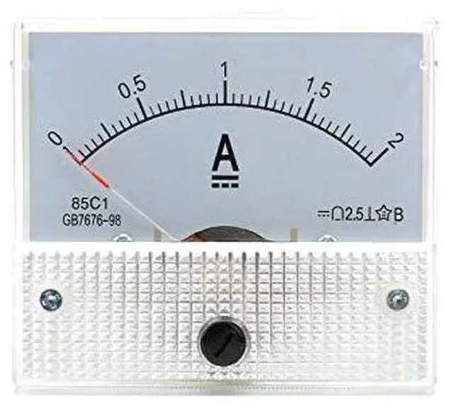 Main image of DC Pointer Ammeter 85C1 Current Voltmeter Panel 2.5 Accuracy DC 0-2A 85C1 Analog Small Meter 2A Mechanical Meter Front Face 65 * 56MM
