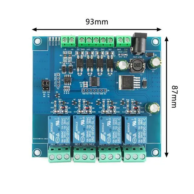 Alt view image 6 of 6 - Modbus RTU 4 Channel Relay Module with RS485/TTL UART, 1 Input 1 Output, 7-24V Anti-Reverse Protection for Industrial Home Automation