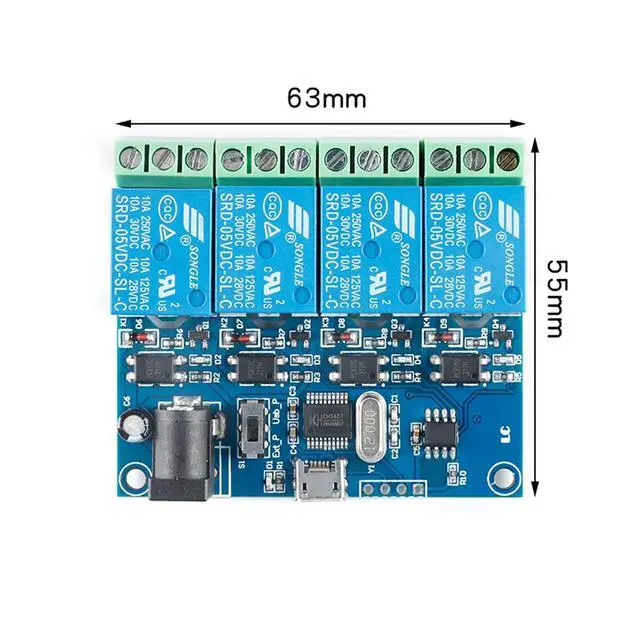 Alt view image 5 of 5 - LCUS-4 USB Relay Module 4 Channel with Overcurrent Protection for Home Automation, Serial Control, Intelligent USB Switch